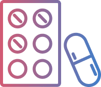 Steroid pill and packet illustration